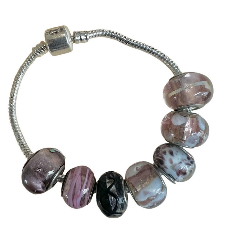 Glass Bead Charm Bracelet with Murano-Inspired Accents